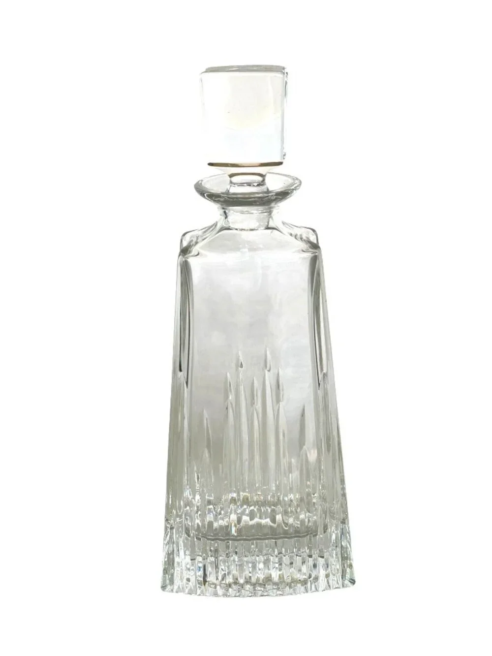 Vintage Art Deco Style Faceted Cut Crystal Glass Liquor Decanter and Stopper 12
